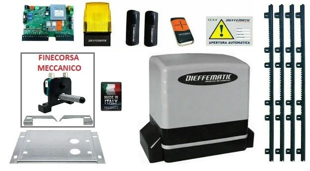 Kit Automazione Cancello Scorrevole 600Kg Apricancello 230V 4 Mt Cremagliera Dfm
