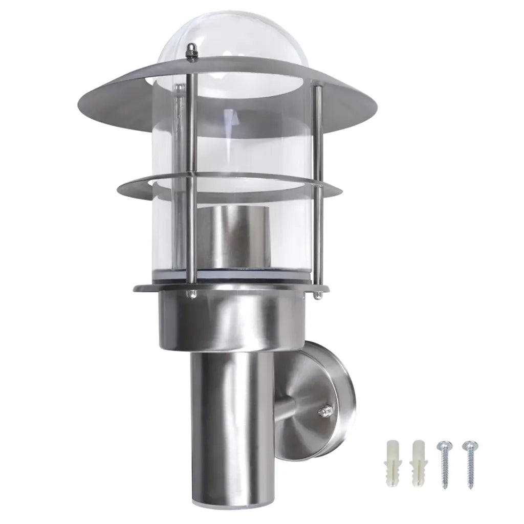 Applique da esterno a LED moderna per patio o giardino 180 x 200 x 285 mm acciaio inox argento 02_0045839