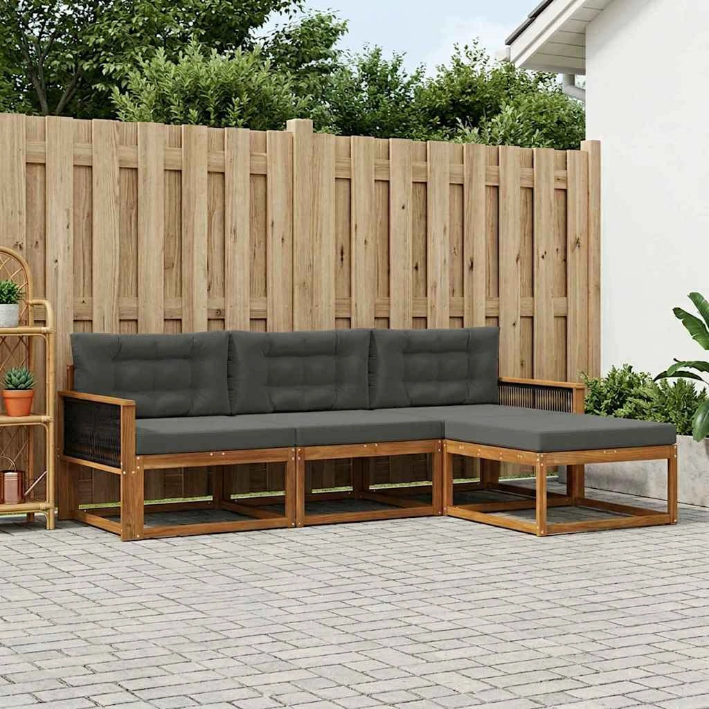 Set di divani da esterno 4 pz Naturale e Antracite 3382465
