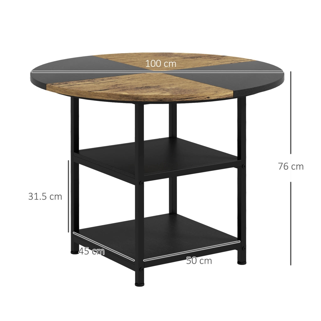 Tavolo da Pranzo Allungabile Stile Industriale ¨C zephmum ¨C Nero, Acciaio e MDF, ?100x76 cm