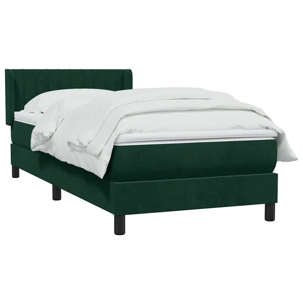 vidaXL Giroletto a Molle con Materasso Verde Scuro 80x220 cm Velluto