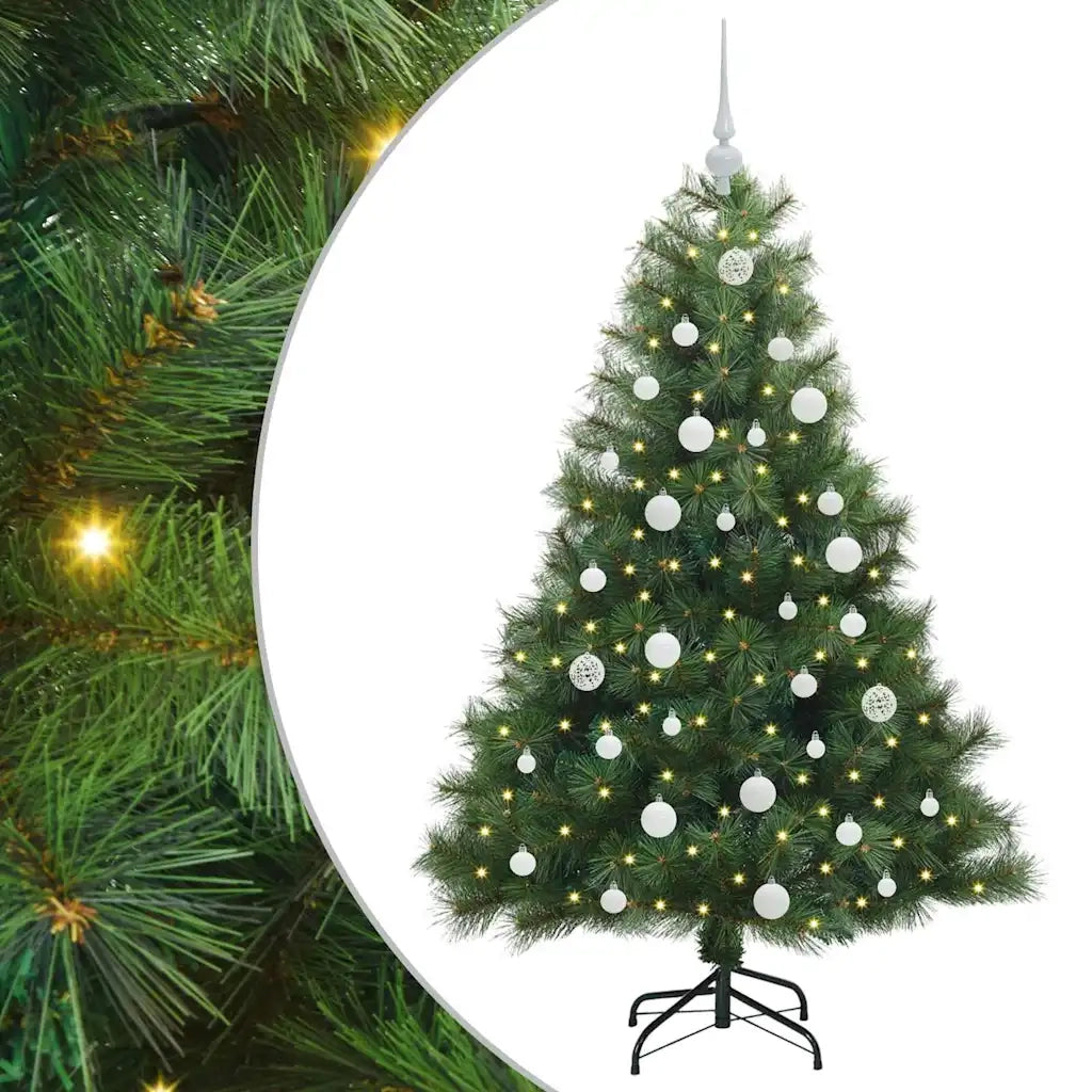 Albero di Natale Artificiale-Albero Natalizio con 150 LED Verde 150 cm PE e PVC 413265