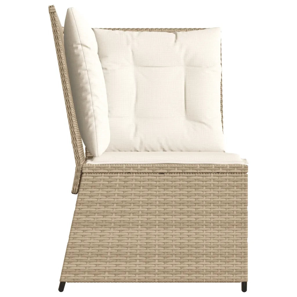 Divano Angolare da Giardino con Cuscini-Sofa da Giardino-Divanetto da esterno Beige in Polyrattan 372030