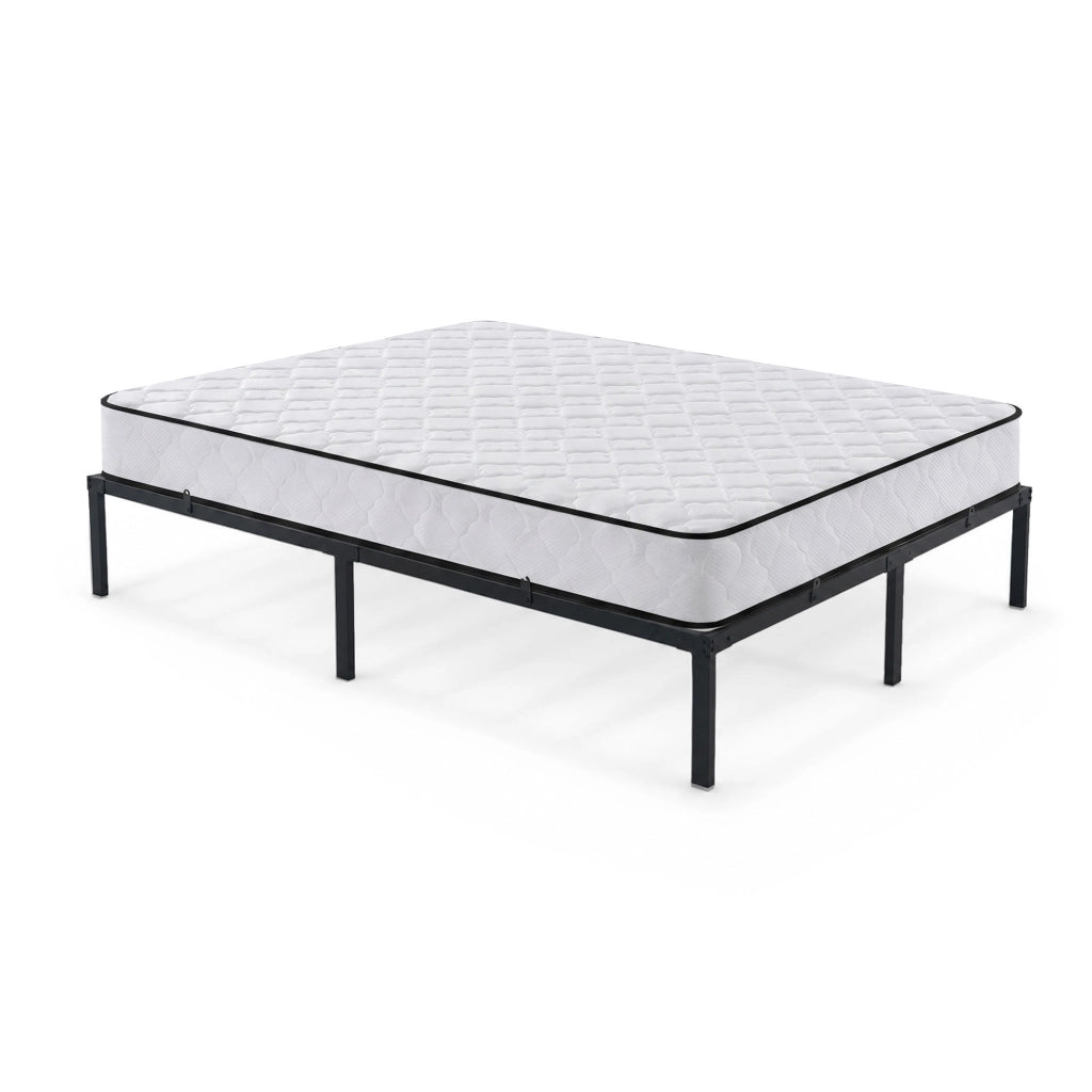 Struttura Letto Pieghevole in Metallo con Materasso Rete a Doghe 140x200 cm Nero Letto per Ospiti 9 Gambe 20 Doghe