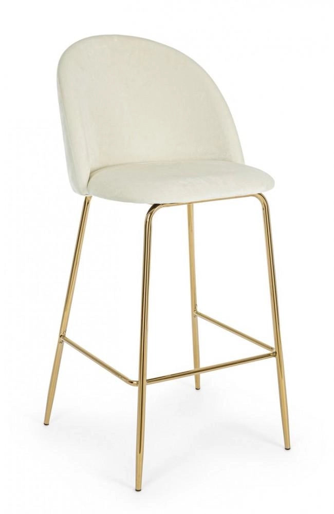 Set 2 Sgabelli 51x55x105 cm in Poliestere Effetto Velluto Bianco