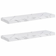 2 pz Scaffale da parete | Ripiano a parete | Mensola a parete Marmo Bianco 80 x 23,5 x 4 cm