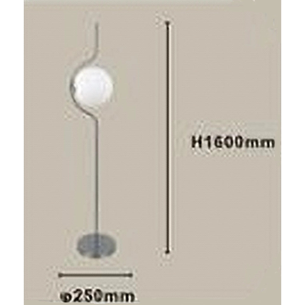 Trade Shop - Lampada Da Terra Argento Con Sfera Vetro Bianco Piantana E27 Design Moderno 33900 -