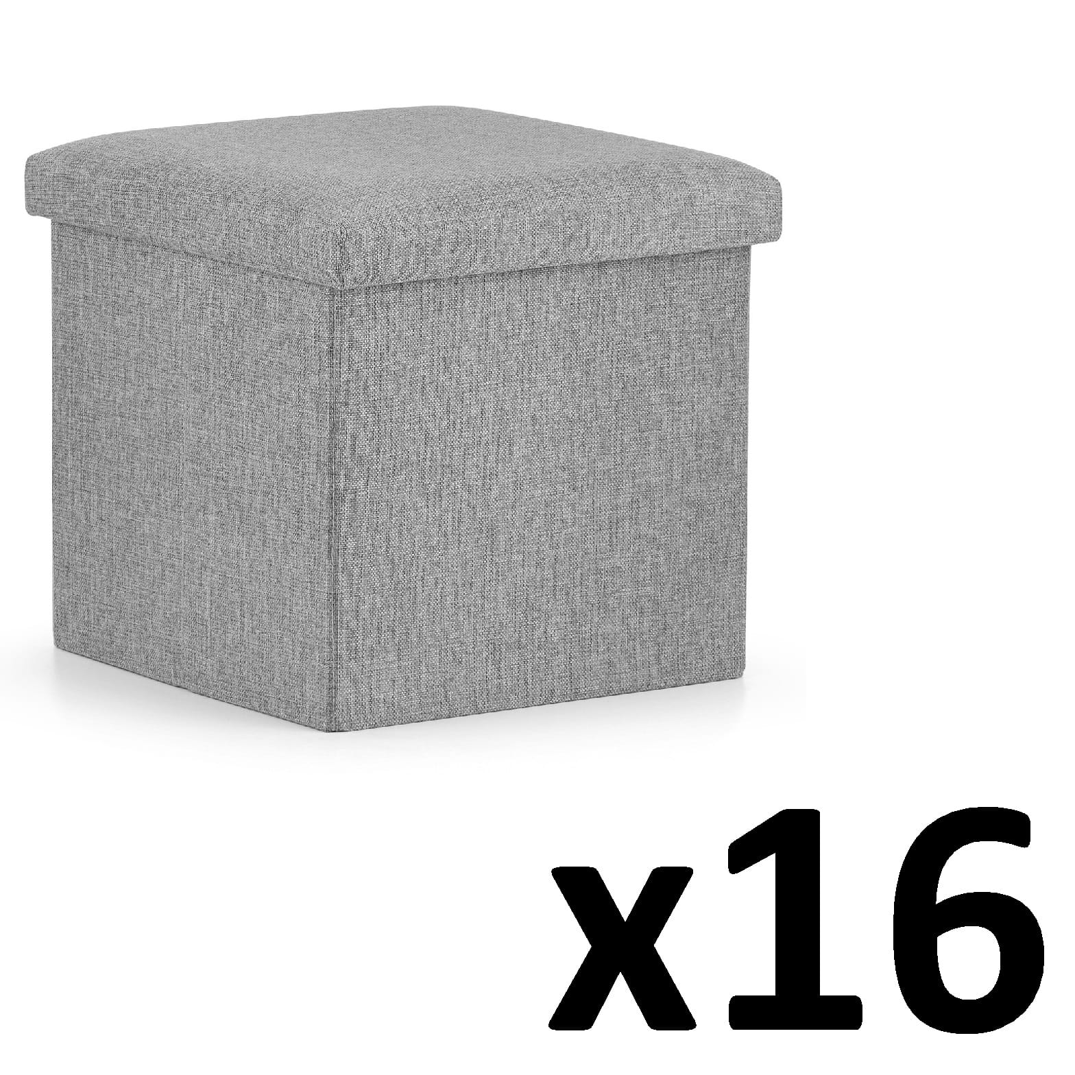 Pouf pieghevole VALORA M - Seduta contenitore moderna per soggiorno, grigio x 16