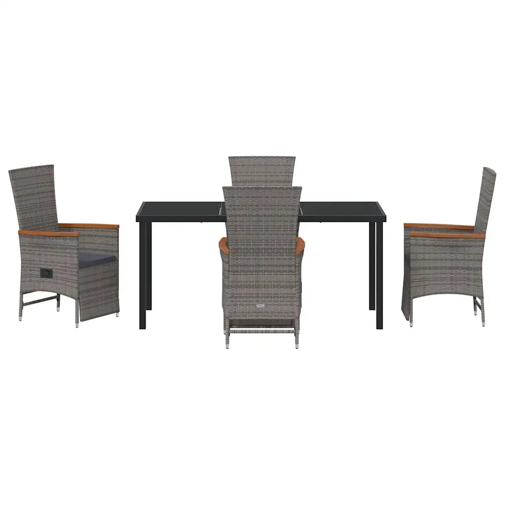 Set da Pranzo per Giardino con cuscino 5 pcs Grigio polyrattan 3379453