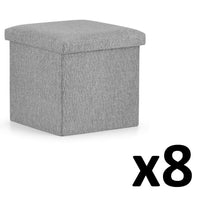 Pouf pieghevole VALORA L - Seduta contenitore moderna per soggiorno, grigio x 8