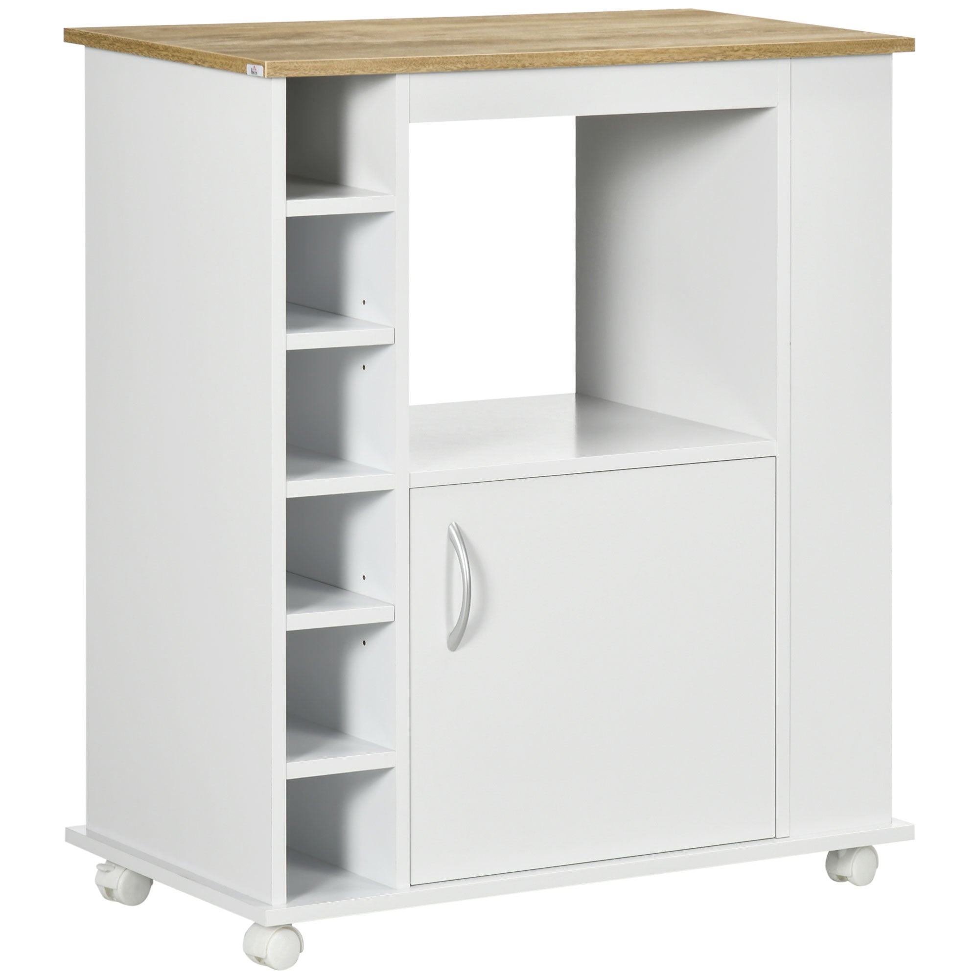 Carrello da Cucina con Armadietto e Ripiani Regolabili 75x39,5x88 cm Bianco