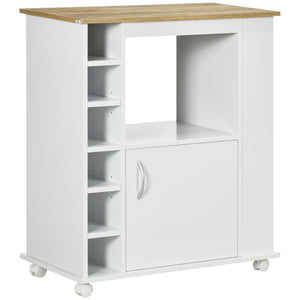 Carrello da Cucina con Armadietto e Ripiani Regolabili 75x39,5x88 cm Bianco
