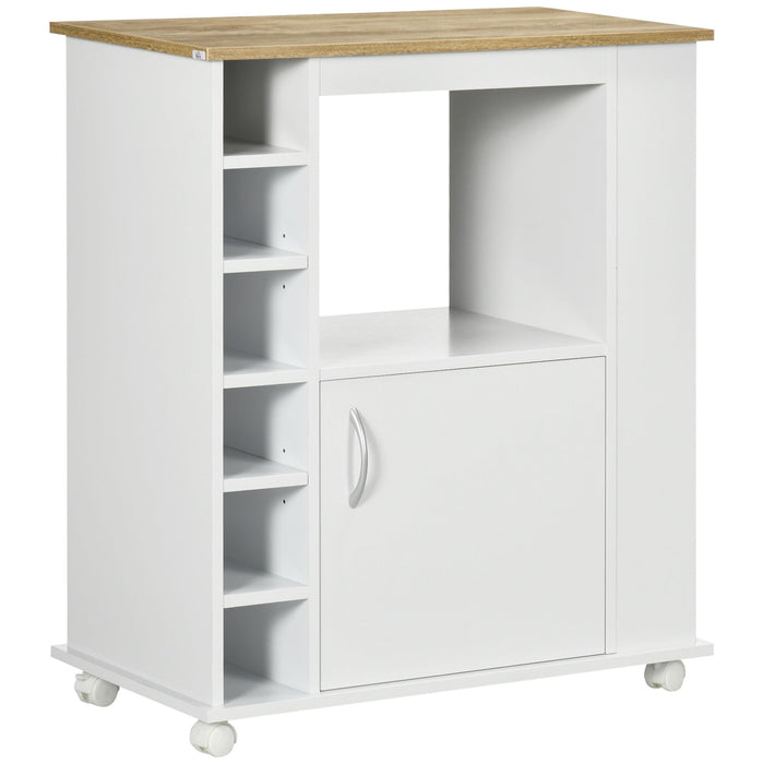 Carrello da Cucina con Armadietto e Ripiani Regolabili 75x39,5x88 cm Bianco