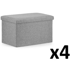 Pouf pieghevole VALORA XL con contenitore - Grigio x 4