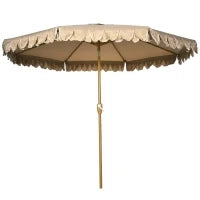 Ombrellone da Giardino Inclinabile a 8 Stecche con Manovella e Prese d'Aria, 2.7x2.4 m, Cachi