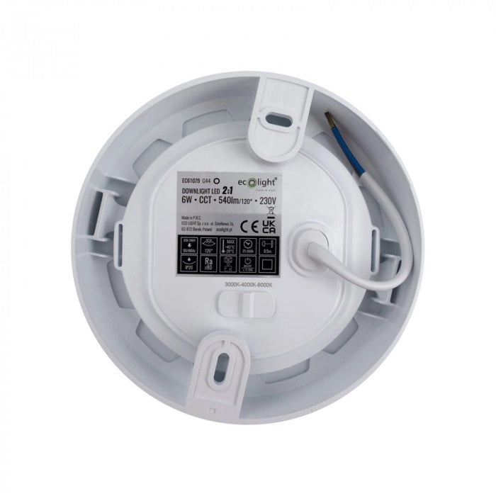 Downlight LED rotondo CCT 2in1 6W bianco Ecolight