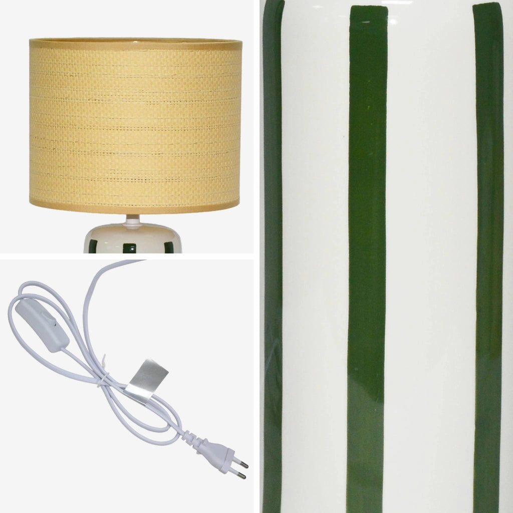 Lampada da tavolo in ceramica per interni con effetto rattan, 44cm,