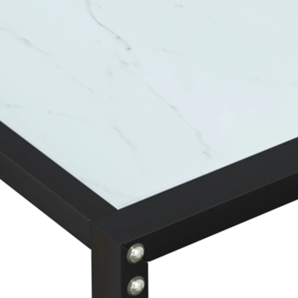 Tavolo Consolle Bianco Marmo 180x35x75,5 cm in Vetro Temperato 331684