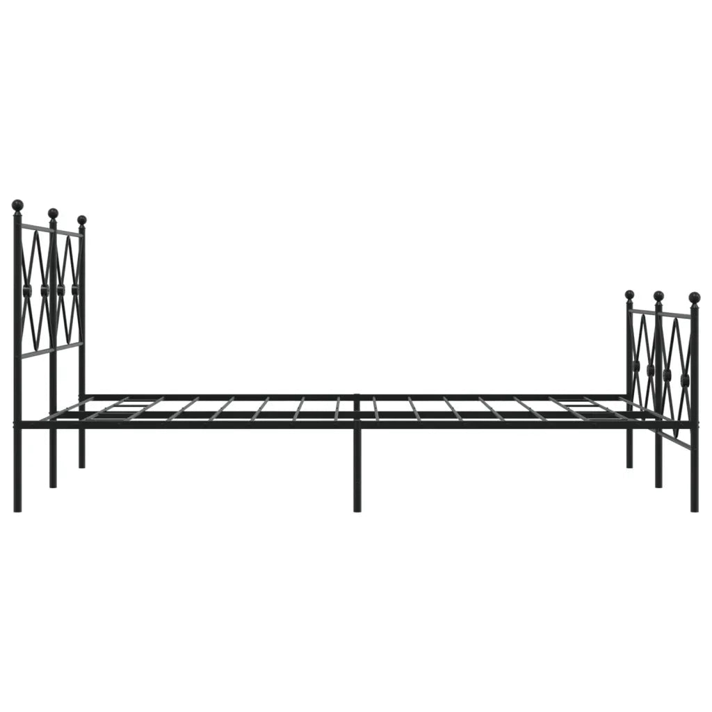 Giroletto con Testiera e Pediera Metallo Nero 120x200 cm 376518