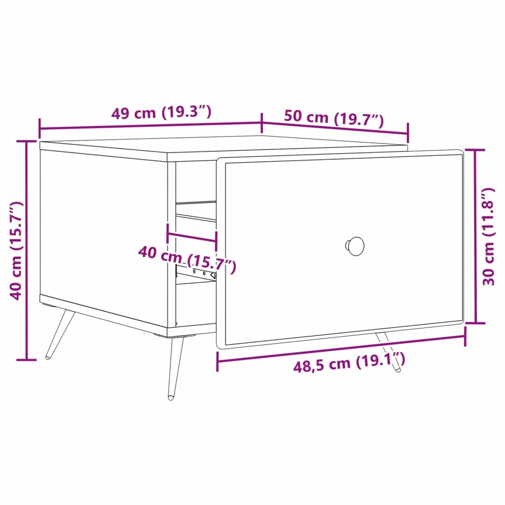 Tavolino da salotto Nero 49 x 50 x 40 cm Legno ingegnerizzato 895656