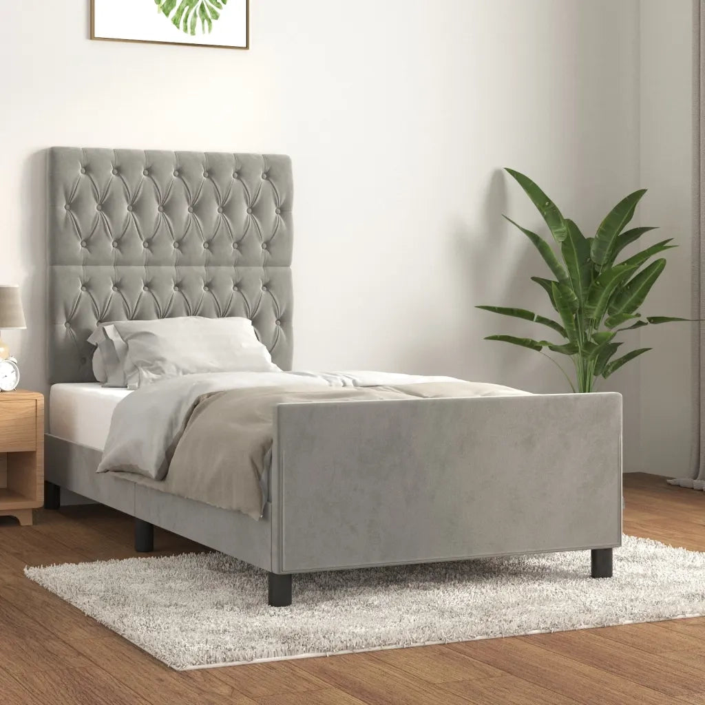 Giroletto senza Materasso Grigio Chiaro 90x200 cm Velluto