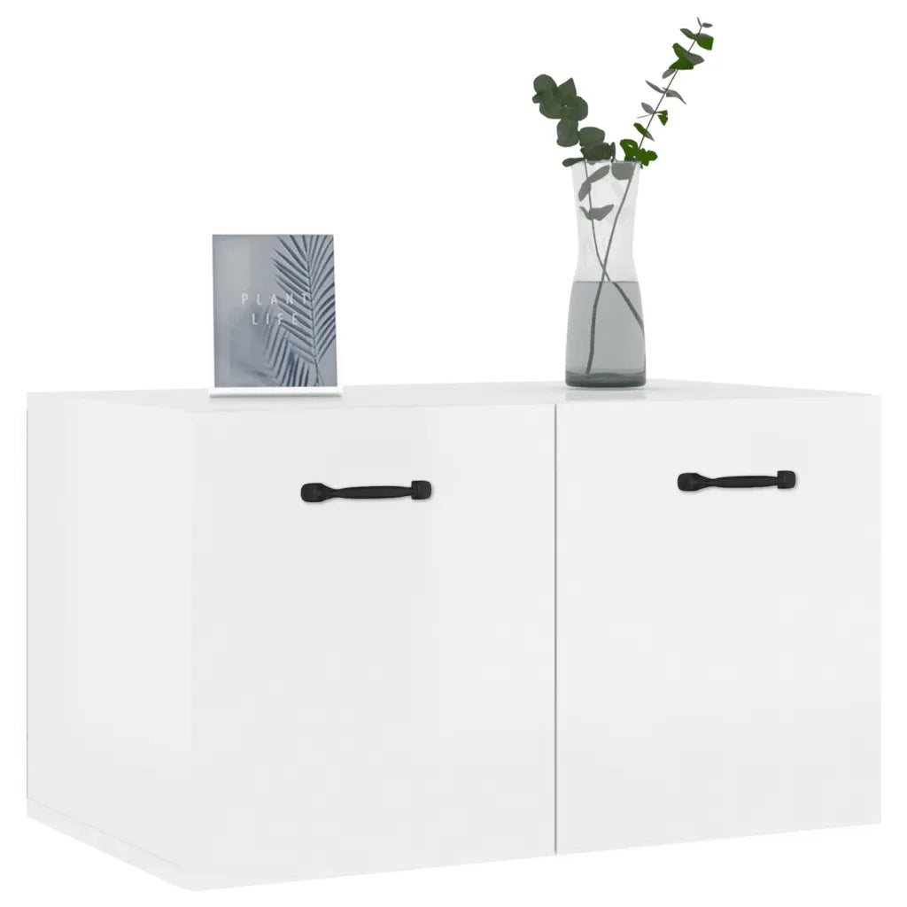 Armadietto a Muro Bianco Lucido 60x36,5x35 cm Legno Multistrato 812921