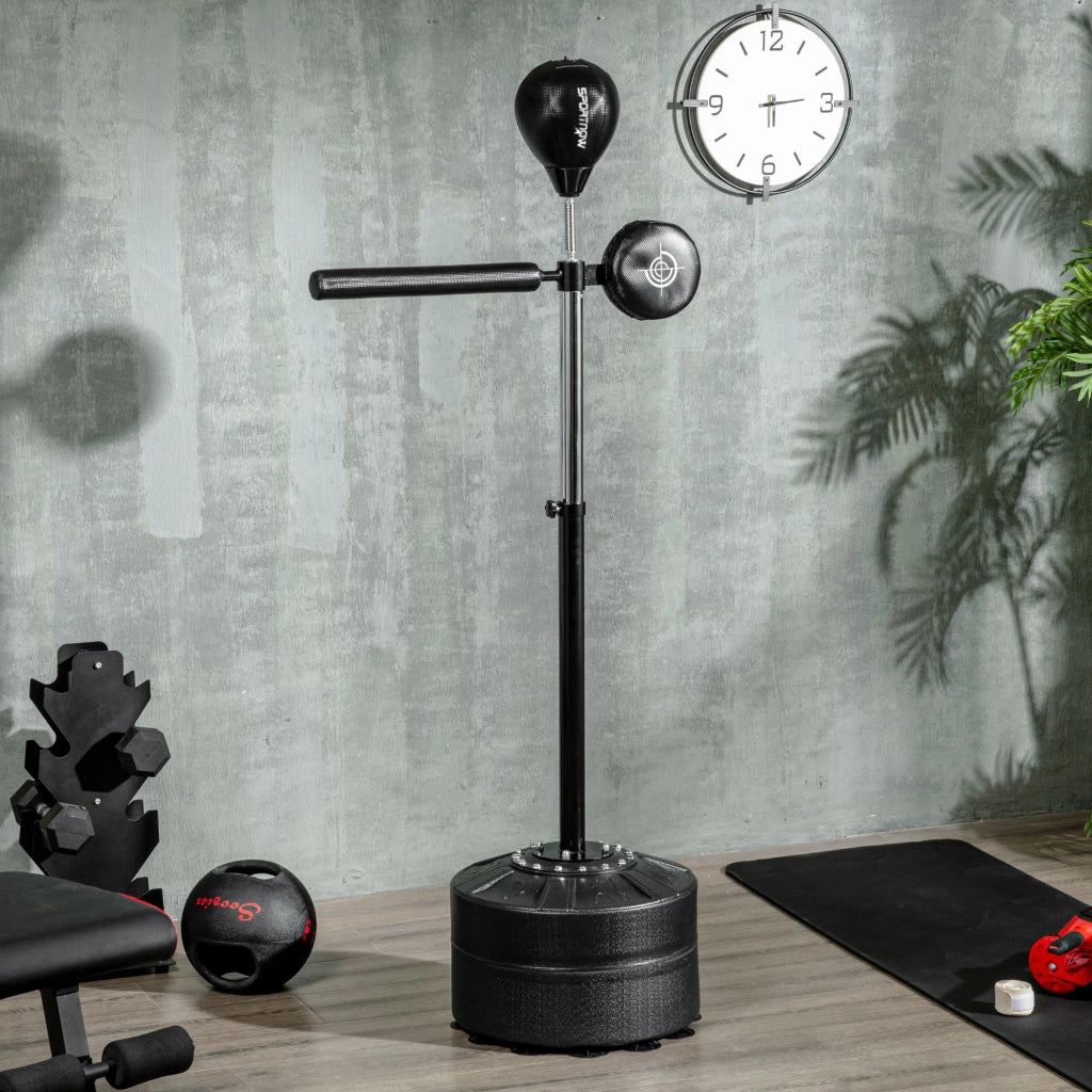 Punchingball Regolabile in Altezza ¨C Xylo ¨C 360¡ã Girevole con Fasce da Boxe, 80,5x48x163-205 cm, Nero
