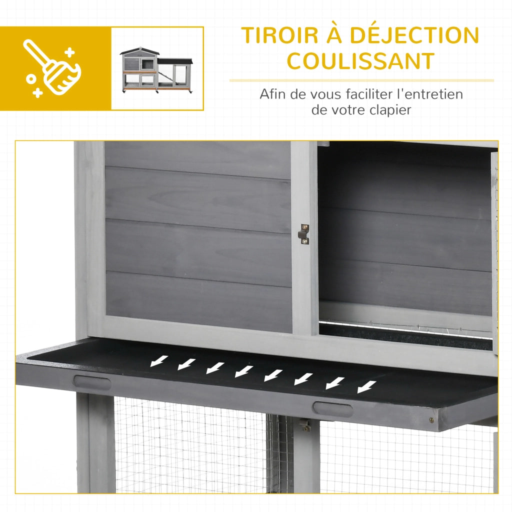 Gabbia per conigli a 2 piani con ruote ¨C zephmum ¨C 157,4x53x99,5 cm grigio