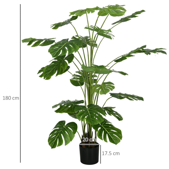 Pianta Artificiale Monstera da Interno e Esterno H180 cm con Vaso Verde