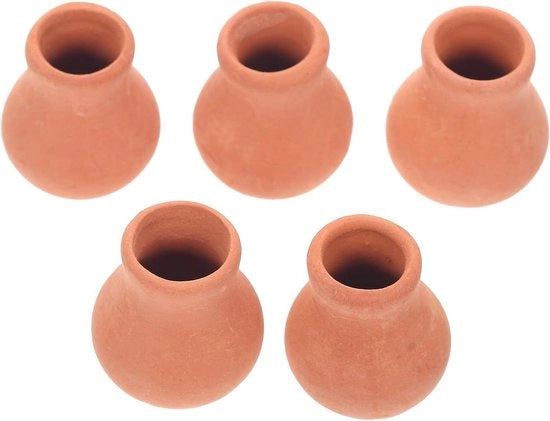Contenitori per piante decorativi mini bonsai in ceramica non smaltata, 5 pezzi, manufatti a mano.