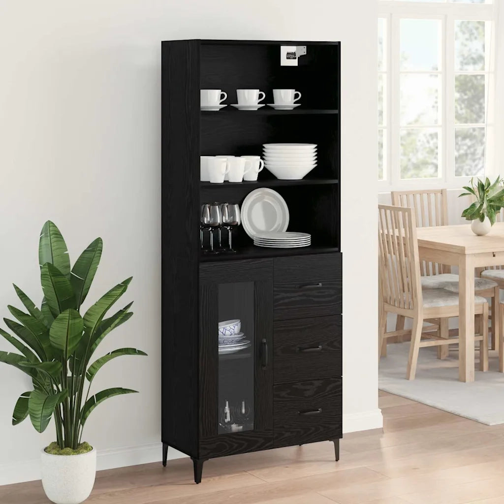 Credenza Rovere Nero 69,5 x 34 x 180 cm Legno multistrato
