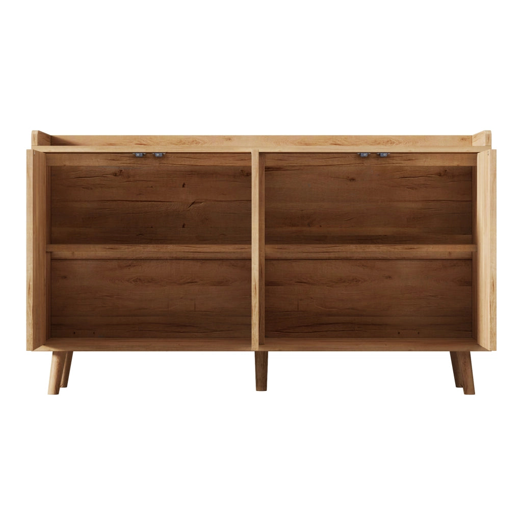 Credenza da cucina a 4 ante con ripiani regolabili, 140 x 40 x 84 cm, finitura naturale