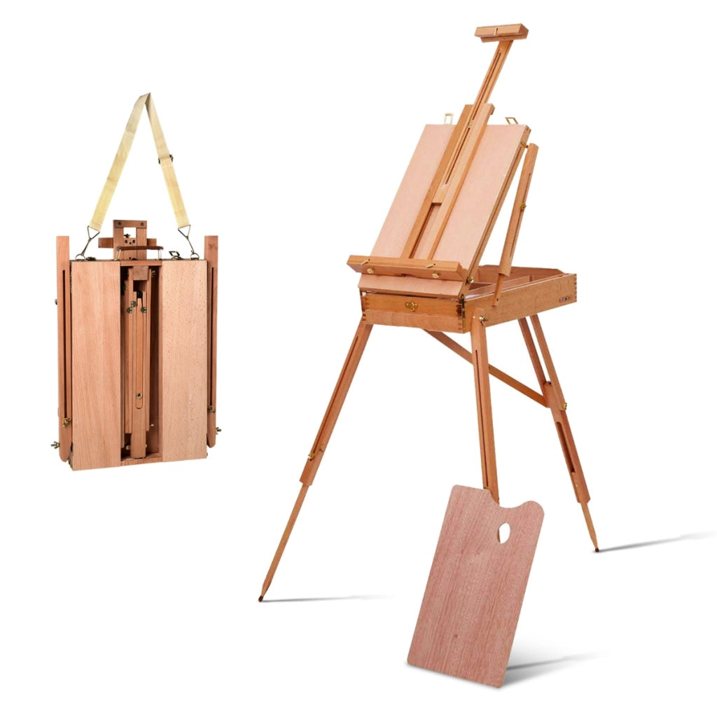 Cavalletto regolabile treppiede con cassetto in legno di faggio, Cavalletto per pittura per bambini e adulti-Cavalletti e lavagne bambini