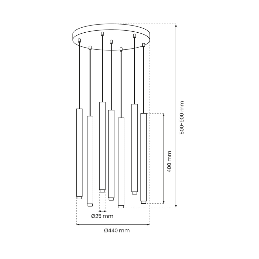 Lampada a sospensione Monza Milagro nero oro 7xG9 Ø44