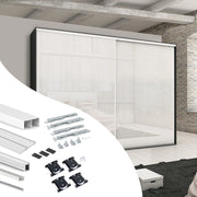 Kit di ferramenta per armadio 2 ante e chiusura ammortizzata Placard 74, Modello Maniglia Sharp, spessore 19 mm, panne..