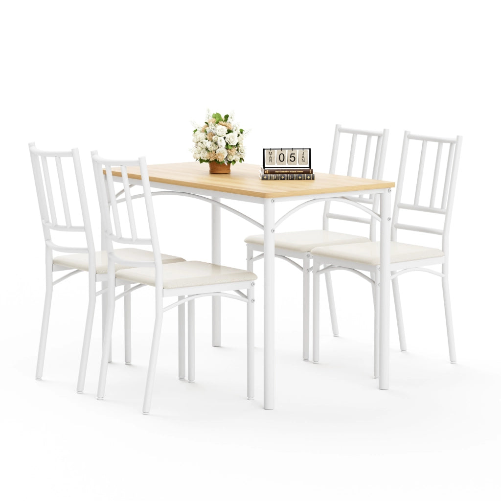 TAVOLO DA PRANZO 110x60 cm Naturale/Bianco Set da 4 pezzi