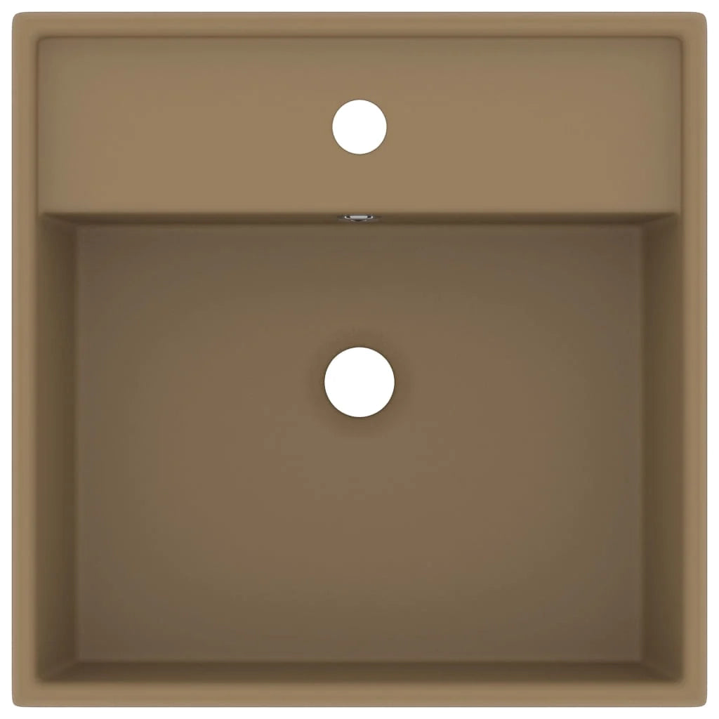 Lavabo quadrato di lusso con troppopieno 41 x 41 cm ceramica crema opaco 02_0002694