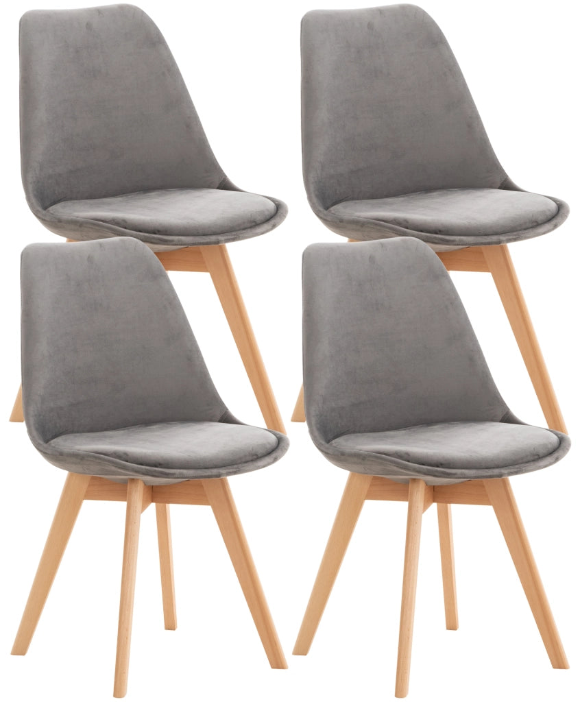 Set 4 Sedie Pranzo Linares grigio,Velluto