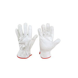 Guanti in pelle fiore di bovino bianco agricoltura automezzi meccanica lamierati TG. 9