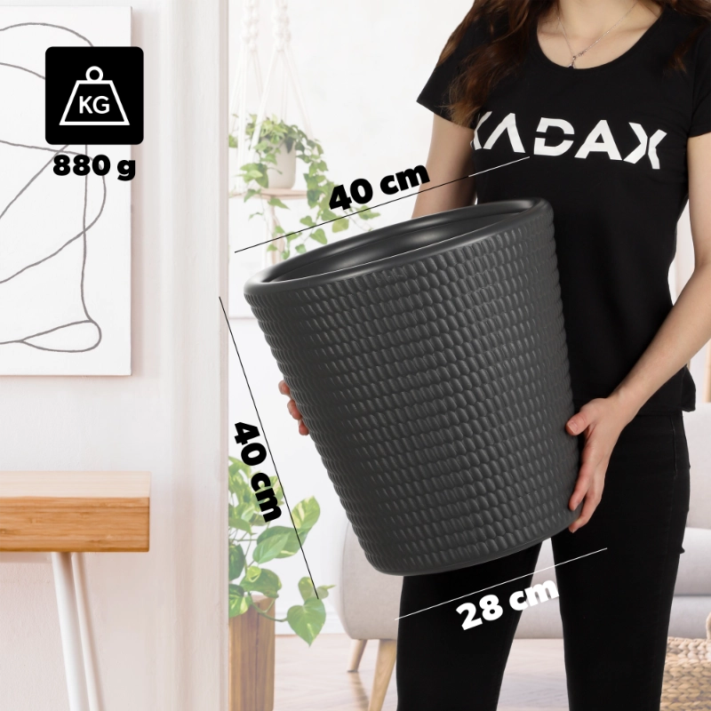 Vaso da fiori KADAX in plastica, rotondo, 40 cm, antracite