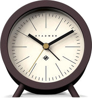 Orologio Analogico Retro - Senza Suono di Goccia - Piccola Stazione Oraria per Ufficio (Cioccolato Nero/Placca delle Ore Cremisi)