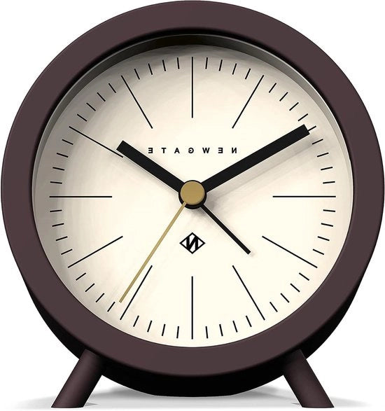 Orologio Analogico Retro - Senza Suono di Goccia - Piccola Stazione Oraria per Ufficio (Cioccolato Nero/Placca delle Ore Cremisi)