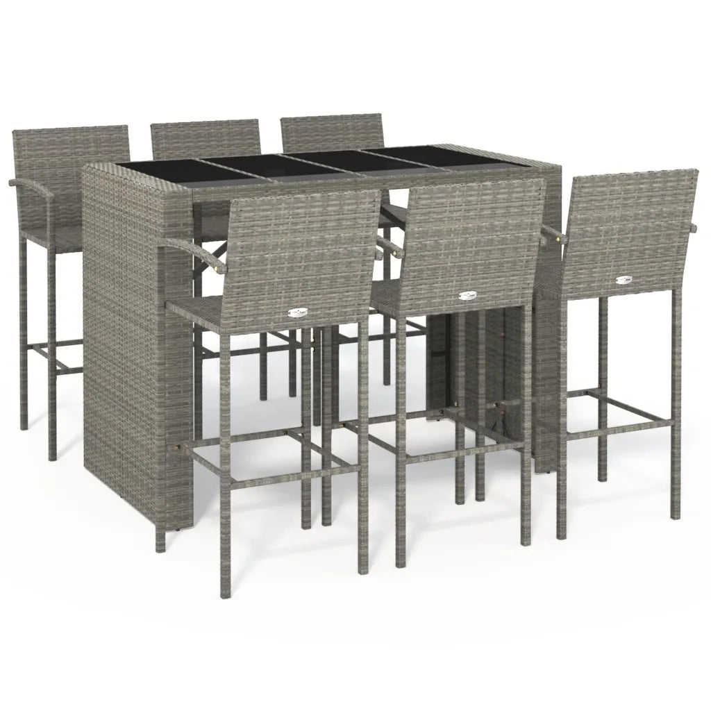 Set da Bar da Giardino 7 pz Grigio in Polyrattan 3187670