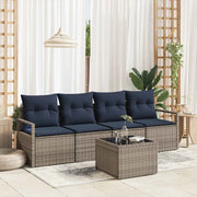 Set di divani 5 pcs Grigio e Blu polyrattan