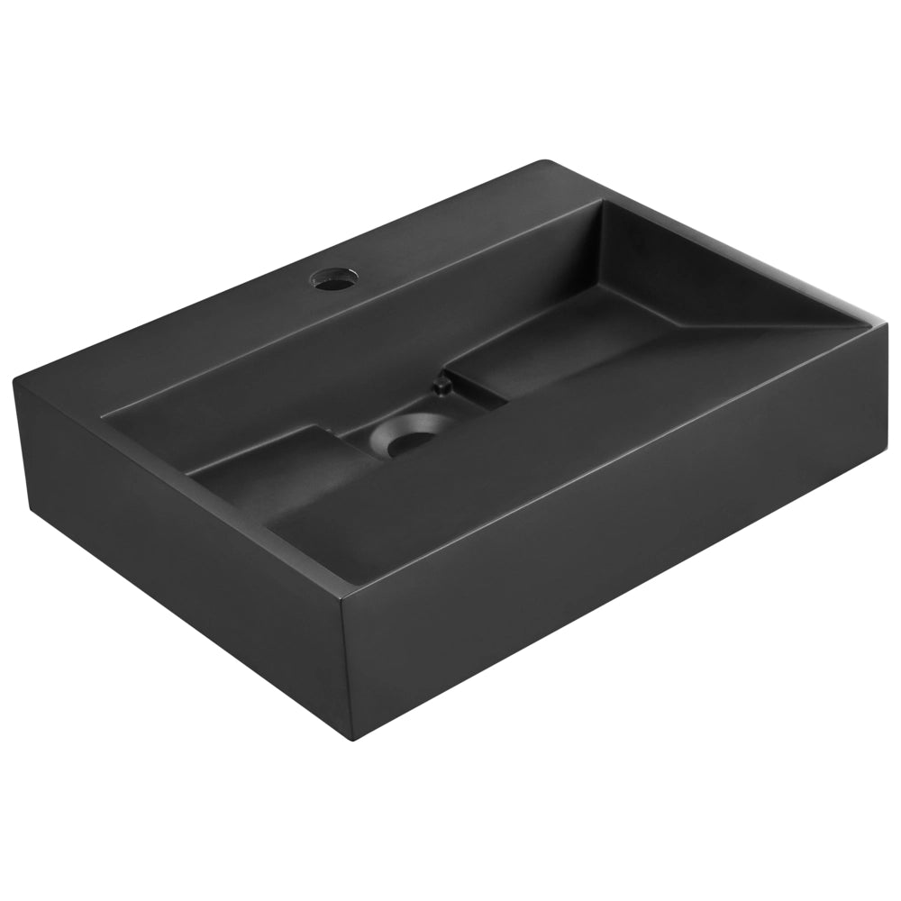 Lavabo bagno classico rettangolare in ceramica finitura lucida 50 x 38 cm nero Lavello da bagno rettangolare
