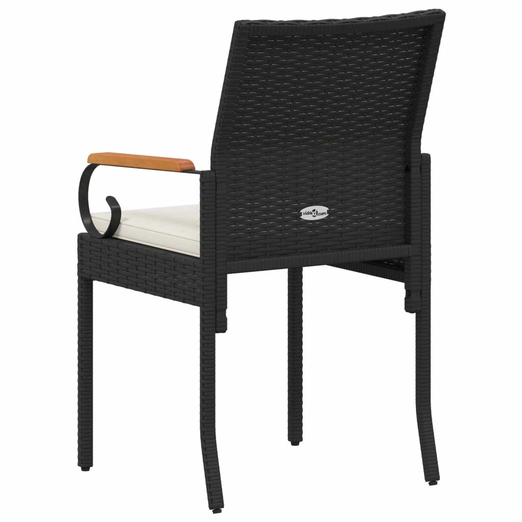 Sedie da giardino 4 pcs Nero e Bianco Crema Polyrattan e acacia