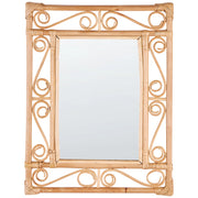 Specchio da parete in legno chiaro Rattan 41 x 52 cm Appeso Design Home Decor Rettangolare Soggiorno Corridoio Camera da letto Boho Moderno