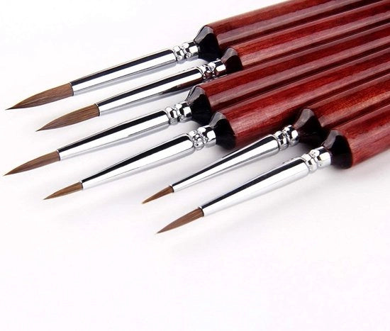 Set di pennelli per dettagli fini - pennelli per vernici miniatura - 6 pezzi - adatti per acrilico, aquarello e olio