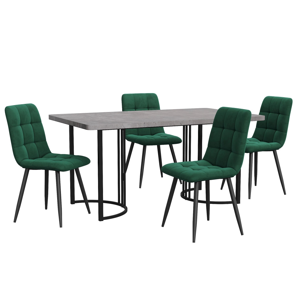 Set da pranzo 5 pezzi con tavolo 140x80 cm e 4 sedie