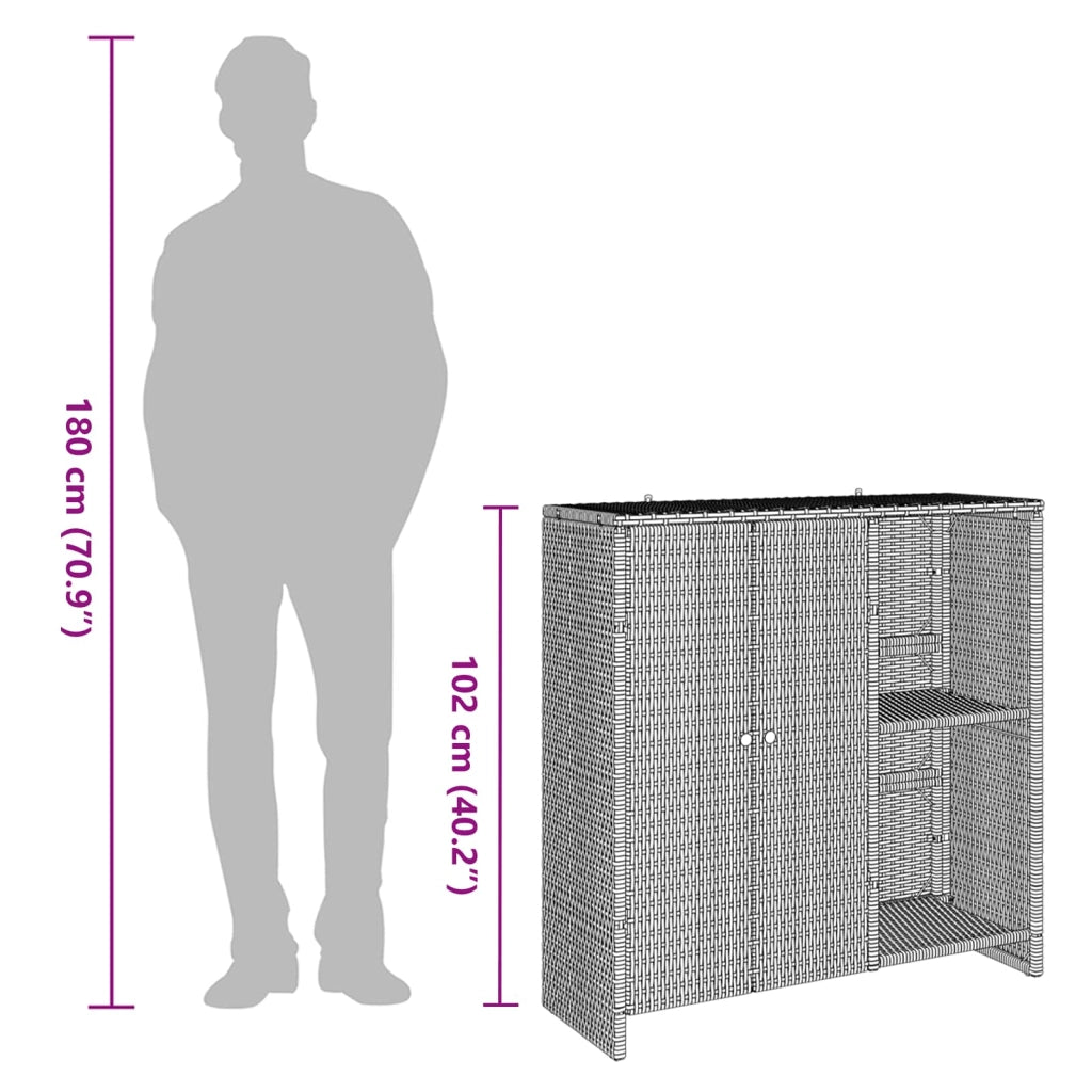 Mobile contenitore rettangolare moderno 100 x 36 x 102 cm pratico stile contemporaneo rattan marrone 02_0058055